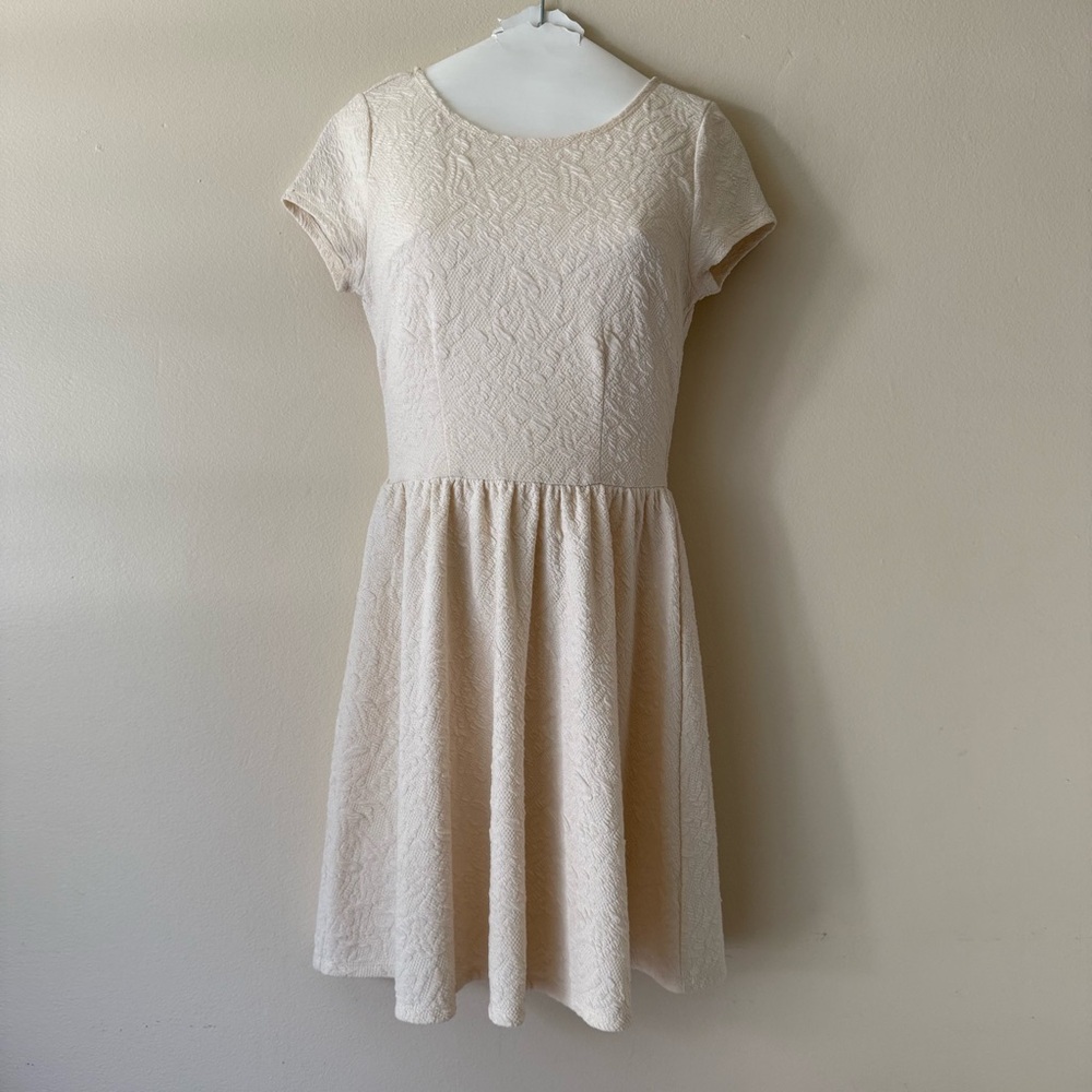 Xhilaration Cream Textured Fit-and-Flare Mini Dress